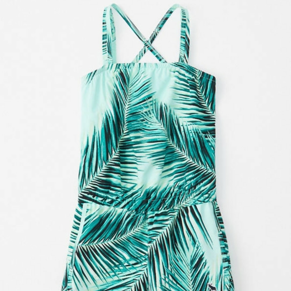 Abercrombie Kids Green Palm Leaf Swimsuit